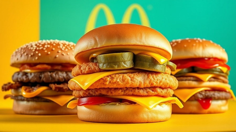 Improved McDonald's menu items with vibrant burger display.