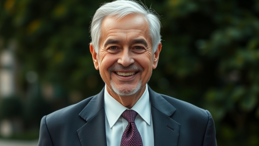 Elderly man smiling outdoors, soft natural light, intel recovery theme.