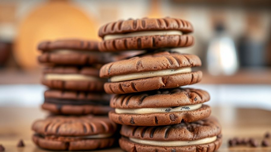 Close-up of chocolate cookies highlighting intricate designs.