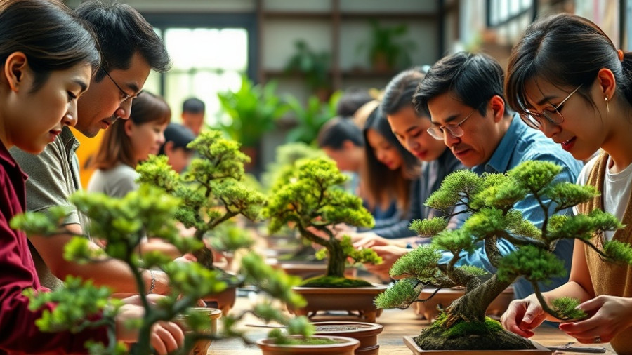 Bonsai Bar Workshop Coral Gables participants at work.