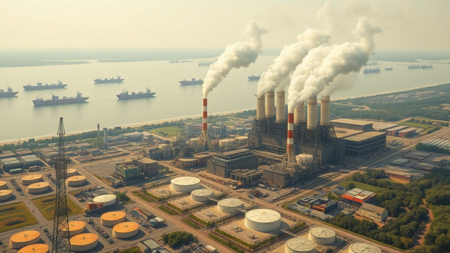 Industrial plant with smoke near river, Williams Companies gas assets sale.