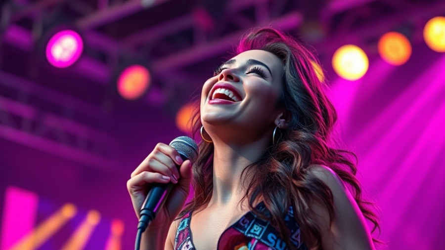 Energetic singer in a pink dress performs at Opry Goes Pink event.