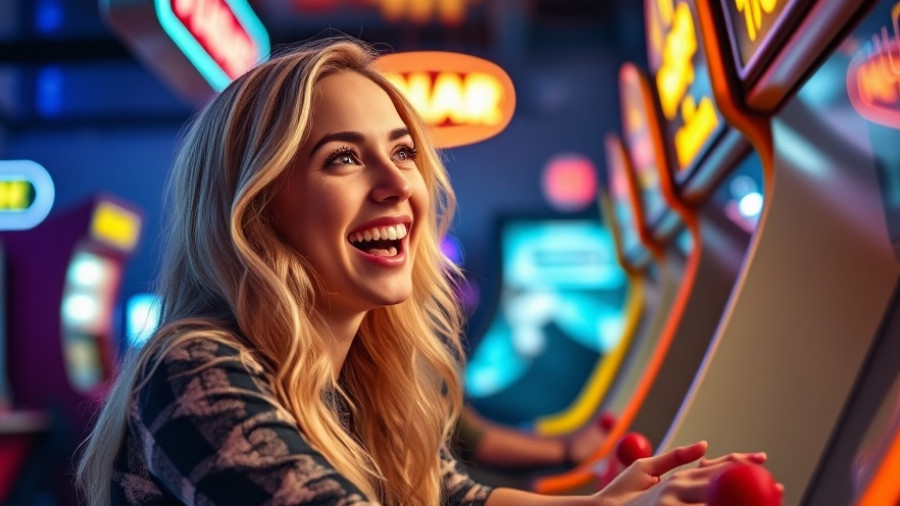 Woman enjoying arcade game at Dave & Buster's Silver Hours.