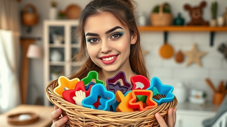 Explore Lafayette Louisiana: Woman with colorful makeup holds cookie cutters.
