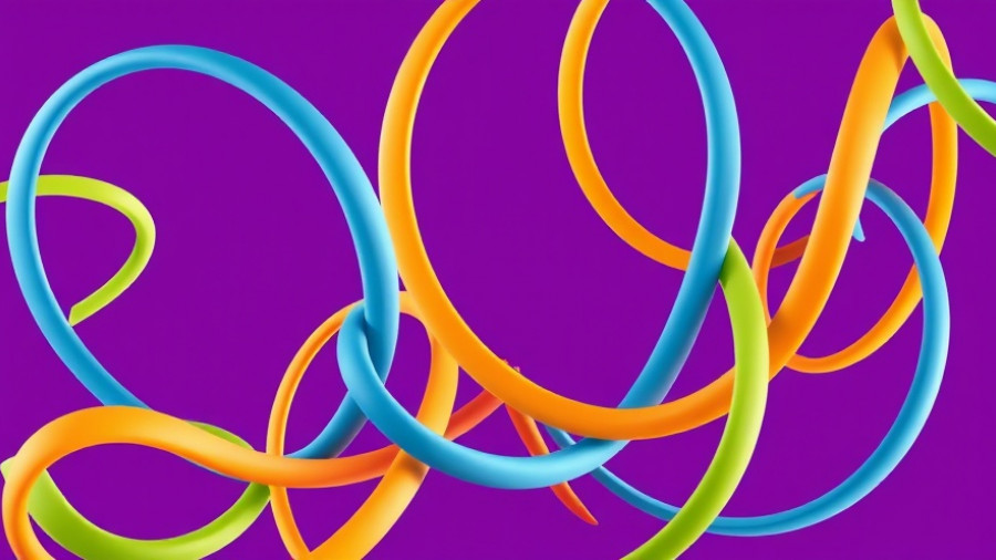 AI technology trends: colorful abstract loops on purple background.