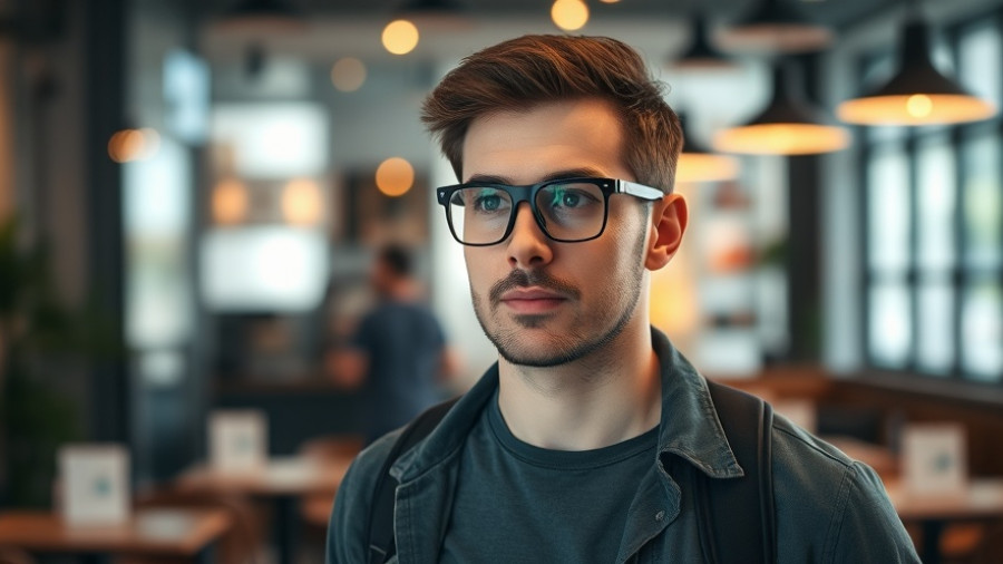 Casual man with tech glasses representing OpenAI revenue growth in modern setting.