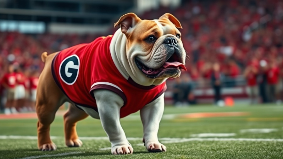 Georgia Bulldogs mascot on football field symbolizing playoff hopes.