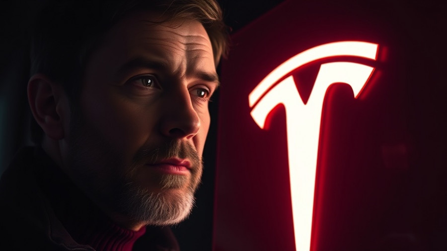 Dramatic portrait of man with Tesla logo, highlighting $1 trillion pay deal