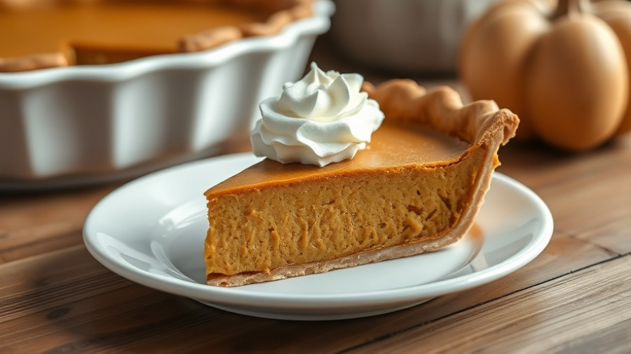Pumpkin pie tips Charlotte: Slice of pie with whipped cream.