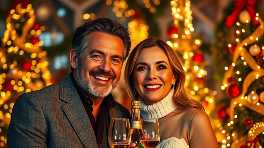 Elegant couple at CMA Country Christmas 2025 event with festive decor.