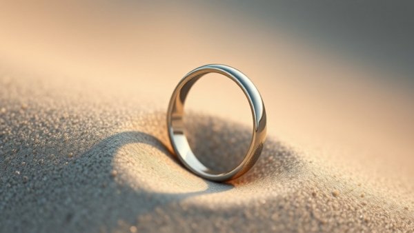 Sleek silver AI-powered smart ring on smooth sand
