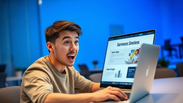 Easiest Way to Build Professional Websites Using AI displayed on laptop.