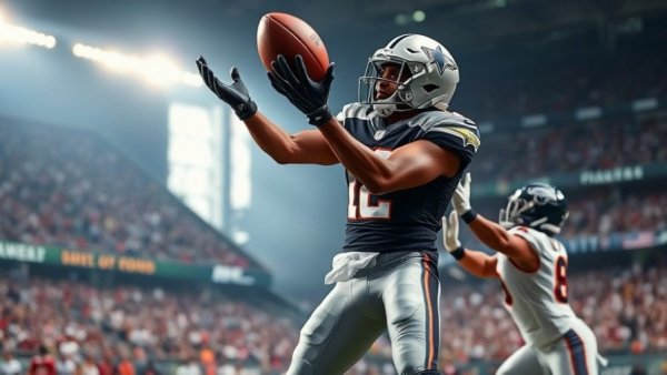 Intense football game catch illustrating Brock Bowers NFL impact.