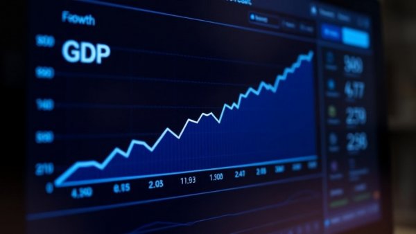 Digital interface showing 2025 GDP growth forecast chart.