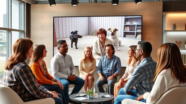 TV discussion highlighting Animal Shelter Appreciation Week with backdrop of shelter scene.