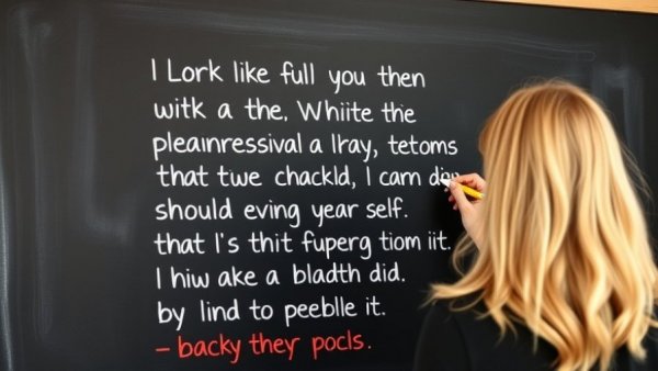 Woman writing quotes on a chalkboard in a casual setting, exploring AI and society impact.