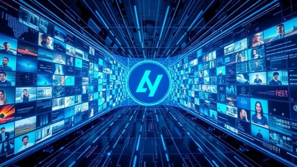 Futuristic digital display with Pixaz logo, AI video generation concept.