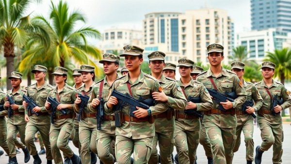 Military personnel marching in Las Vegas Veterans Day Parade.