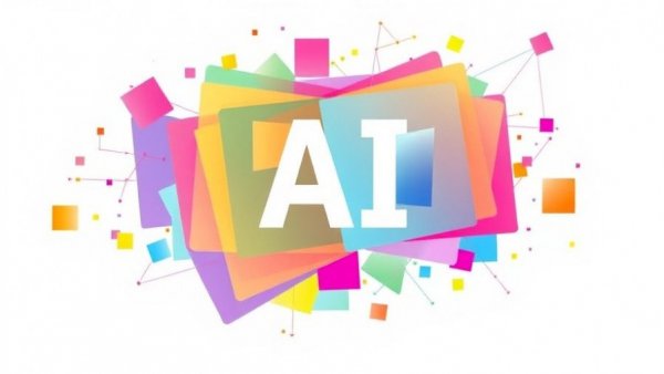 Colorful abstract cards symbolizing artificial intelligence data center