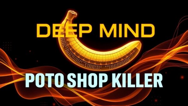 AI image generation promotional banner with stylized banana and tech background.