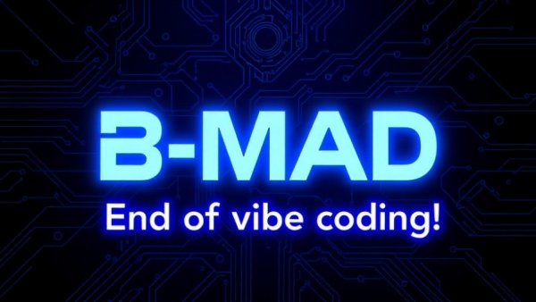 BMAD Method for AI Coding promotional graphic with vibrant design.