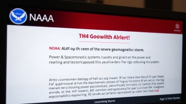 NOAA G4 geomagnetic storm alert detailing solar storm impacts.