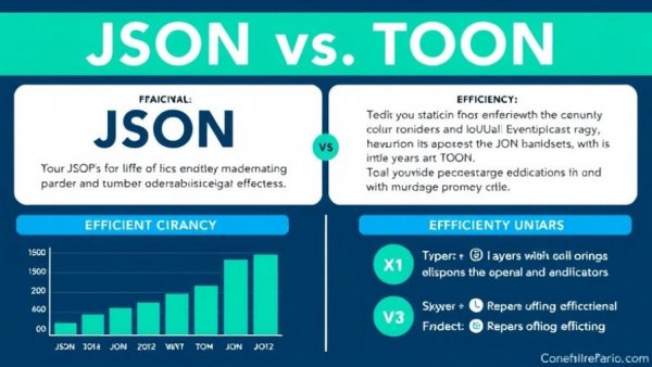 Switching to TOON from JSON infographic, comparing efficiency