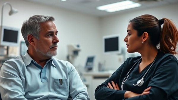Patient and nurse discussing GLP-1 knockoff risks in medical office.