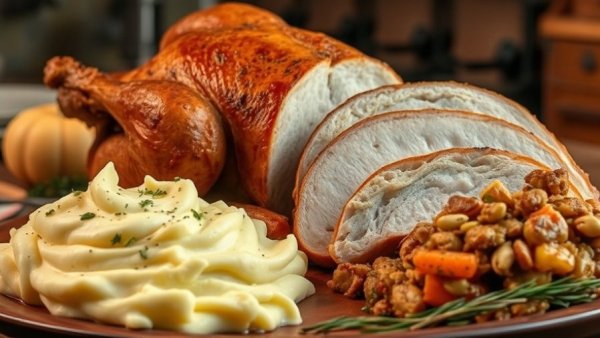 Delicious Thanksgiving recipes including turkey and sides.