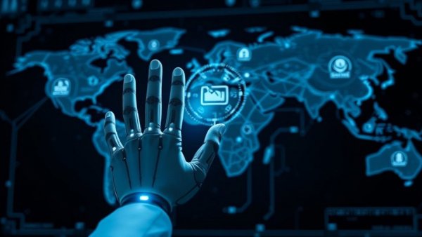 Agentic AI impact on workflows: Human and robot hands interacting with digital interface.