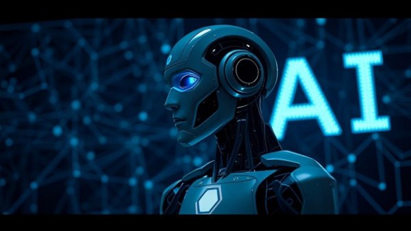 Digital depiction of AI in finance strategy featuring a humanoid robot.