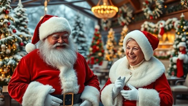 Free photos with Santa Claus in a festive winter wonderland.