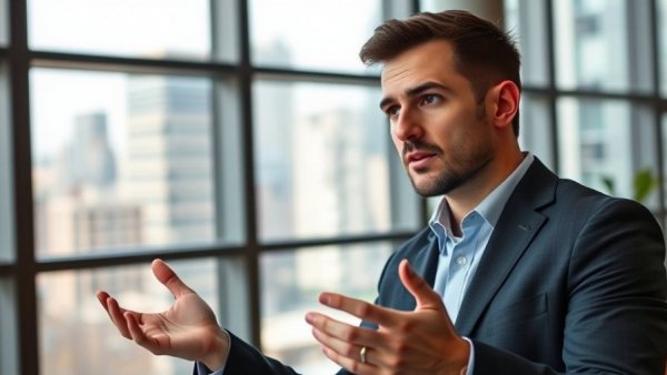 AI creativity concept explained by male speaker in modern office setting.