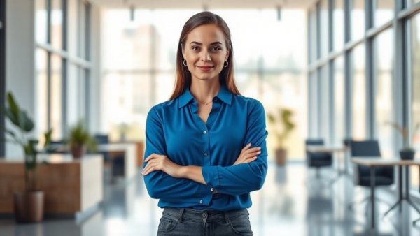 Confident professional in modern healthcare office space