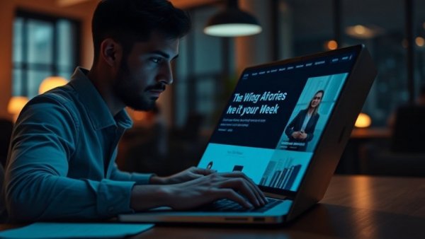 AI creativity in modern website design showcased in office setting.