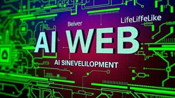 Gemini 3.0 web development AI tools promotional design with digital UI elements.