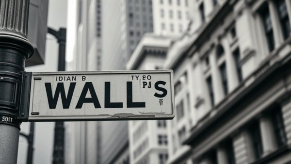 Wall Street sign close-up, urban finance and data breach protection theme.