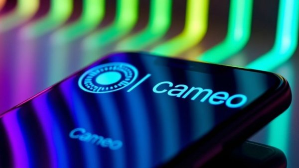 OpenAI and Cameo logos on smartphone amid trademark lawsuit.