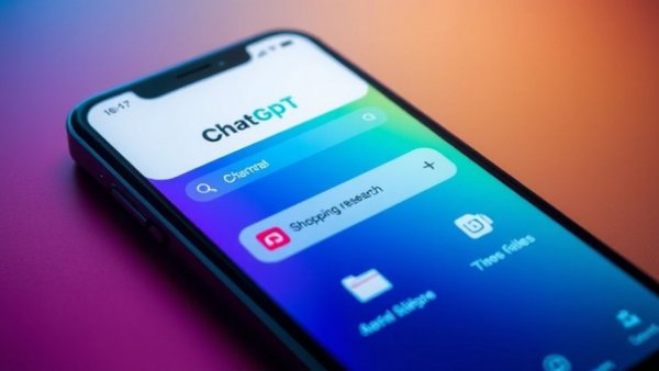 Mobile app interface highlighting ChatGPT shopping research feature.
