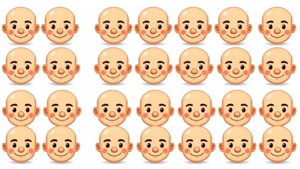 Colorful bald emojis illustrating AI in hair loss management.