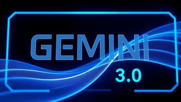 Gemini 3.0 Flash AI Model futuristic digital concept with abstract waves.