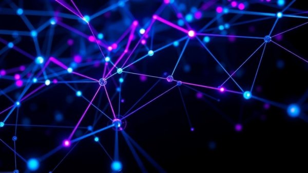 Futuristic digital network illustrating Mixed Precision Training in AI.