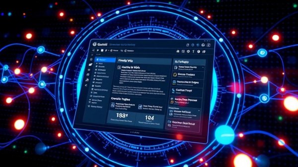 Gemini Code Wiki interface displaying AI coding tool features, futuristic glow.