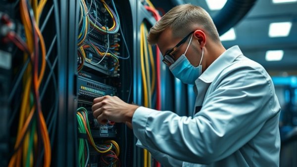 Technician working on server installation in on-premises AI solutions setup.