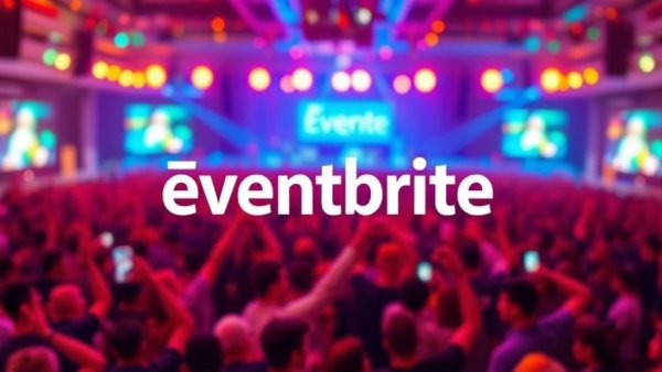 Eventbrite logo glowing amidst an energetic crowd at an event, symbolizing acquisition excitement