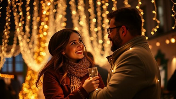 Couple enjoying Winter Wonderlights at Greensboro Science Center.