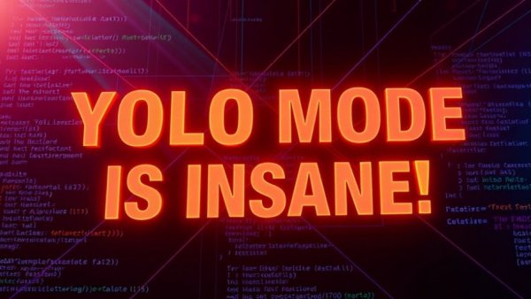 YOLO Mode in AI Coding theme with bold text and abstract design.