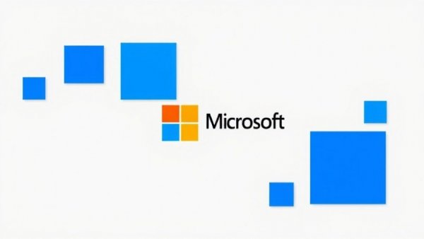 Abstract Microsoft logo with blue shapes, highlighting diversity and inclusion.
