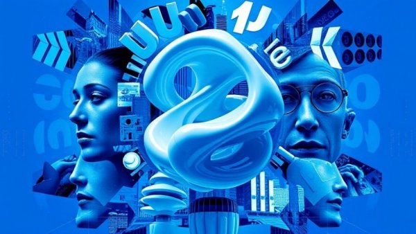 Futuristic abstract art depicting AI's impact on human creativity.