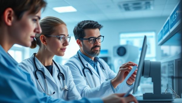 Healthcare professionals using data clean rooms technology.